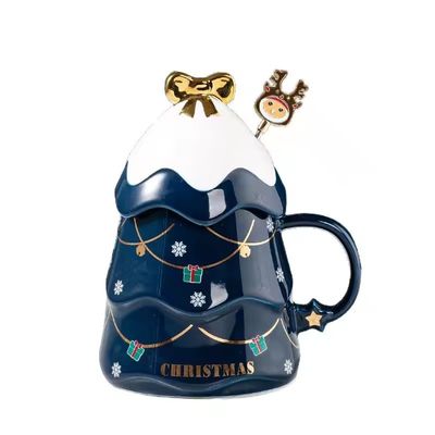 400ml 500ml Ceramica tazza da caffè ufficio tazza da tè Set con coperchio e cucchiaio regalo di Natale