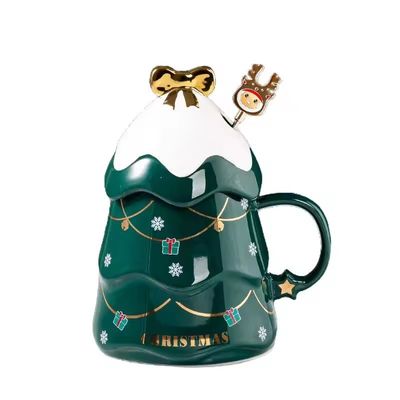 400ml 500ml Ceramica tazza da caffè ufficio tazza da tè Set con coperchio e cucchiaio regalo di Natale