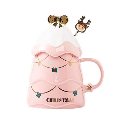 400ml 500ml Ceramica tazza da caffè ufficio tazza da tè Set con coperchio e cucchiaio regalo di Natale