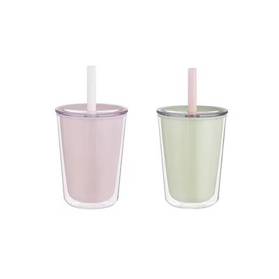 Bottiglia d'acqua di plastica a doppia parete di grande capacità con paglia applicabile per l'acqua bollente
