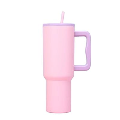 Tumbler in acciaio inossidabile riutilizzabile 40oz Tumbler con maniglia e coperchio di paglia Color Car Cups
