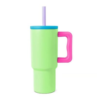 Tumbler in acciaio inossidabile riutilizzabile 40oz Tumbler con maniglia e coperchio di paglia Color Car Cups