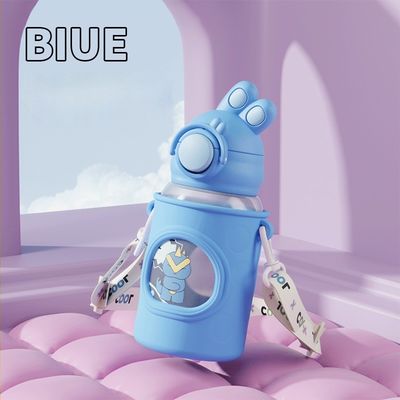 680 ml regalo personalizzato con un orecchio di coniglio storto bottiglia d'acqua con coperchio per bambini