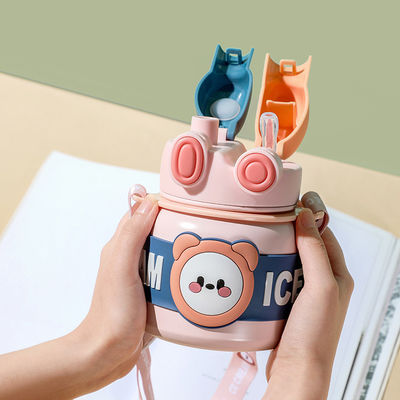 Logo personalizzato accettato Cute Design Portatile 850ml Termoscopio a doppia tazza per bambini