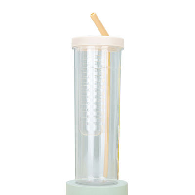 Grandi capacità esterno portabile succo di paglia Acqua da bere Bottiglia Tazza con barone del tè Logo personalizzato di plastica