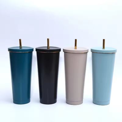 Tazza di paglia di acciaio inossidabile 304 calda Tazza di caffè a vuoto di grande capacità con colore personalizzato