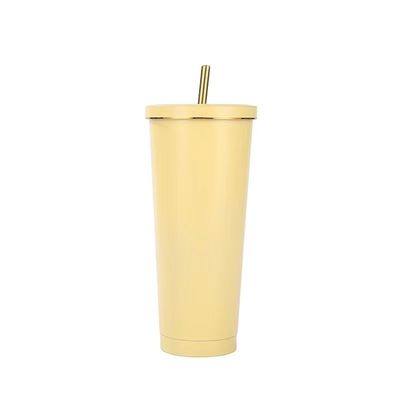 Colore personalizzato 500ml 750ml Tazza a vuoto a doppia parete in acciaio inossidabile con caffè isolato con paglia