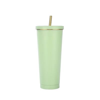 Colore personalizzato 500ml 750ml Tazza a vuoto a doppia parete in acciaio inossidabile con caffè isolato con paglia