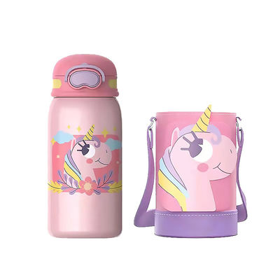 Blu Kids Acciaio inossidabile aspirapolvere doppia parete bocca larga sportiva isolato bottiglia d'acqua