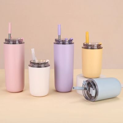 MUGS 10oz/16oz Double Wall Cute Piccolo Per La Scuola Con Coppa Con Capo Di Paglia Acciaio Inossidabile Bambini Tumbler