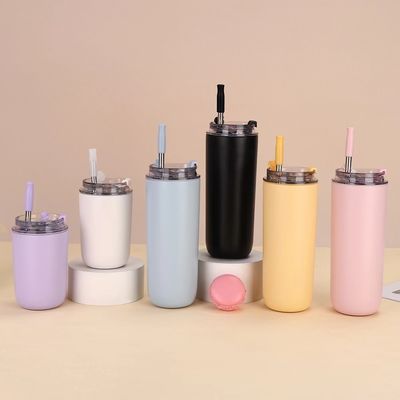 MUGS 10oz/16oz Double Wall Cute Piccolo Per La Scuola Con Coppa Con Capo Di Paglia Acciaio Inossidabile Bambini Tumbler