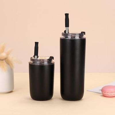 500ml Custom Logo Double Wall 304 Acciaio inossidabile Tazza aspiratrice per caffè con paglia