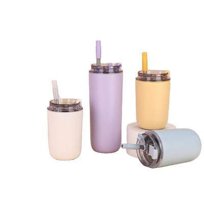 500ml Custom Logo Double Wall 304 Acciaio inossidabile Tazza aspiratrice per caffè con paglia