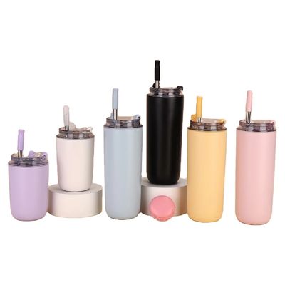 500ml Custom Logo Double Wall 304 Acciaio inossidabile Tazza aspiratrice per caffè con paglia