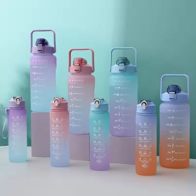 Logo personalizzato accettabile 3pcs grande capacità Sport Plastic Gradient Acqua bottiglia set