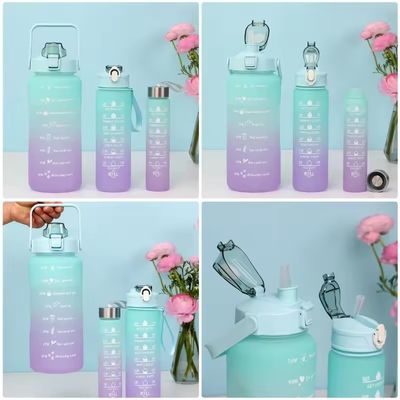 Logo personalizzato accettabile 3pcs grande capacità Sport Plastic Gradient Acqua bottiglia set