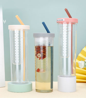 800 ml di plastica per sport all'aperto succo di paglia acqua potabile bottiglia con logo personalizzato