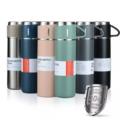 500 ml di flacone da regalo in acciaio inossidabile a vuoto con 3 tazze