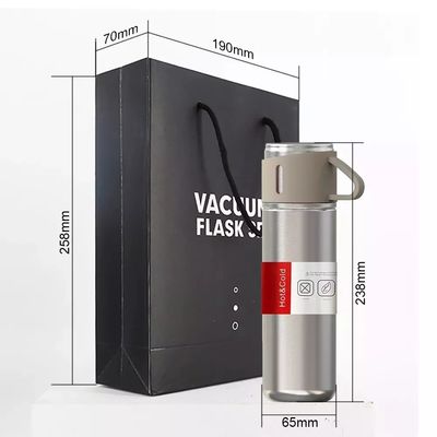 500 ml di flacone da regalo in acciaio inossidabile a vuoto con 3 tazze