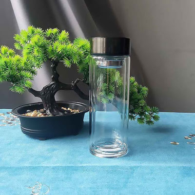 Bottiglia d'acqua in vetro a doppia parete ad alto borosilicato e ecologica per l'acqua bollente