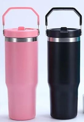 30oz di acciaio inossidabile idraulico con cannuccia e maniglia.