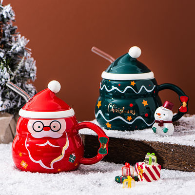 Tazze di caffè Creative Blu o Rosso Cute Tea Milk Snowball Cup per le vacanze invernali