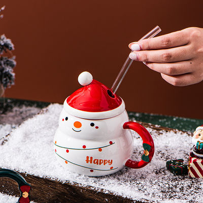 Tazze di caffè Creative Blu o Rosso Cute Tea Milk Snowball Cup per le vacanze invernali