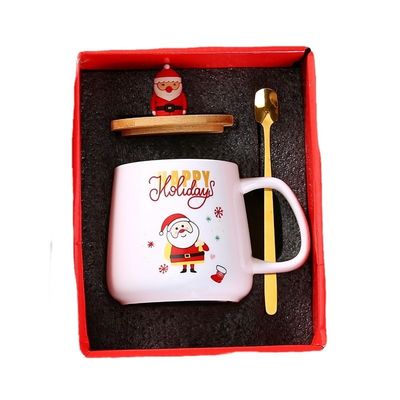 Tazze da caffè di Natale da 400 ml Tazza di Natale in porcellana con coperchio