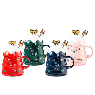 Mug di lusso in ceramica per l'albero di Natale con coperchio da 400 ml Set regalo popolare
