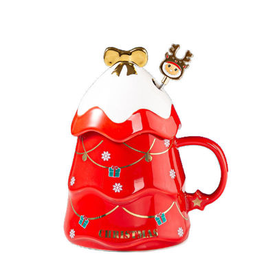 Mug di lusso in ceramica per l'albero di Natale con coperchio da 400 ml Set regalo popolare