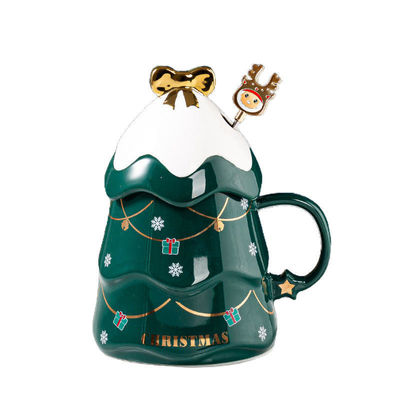 Mug di lusso in ceramica per l'albero di Natale con coperchio da 400 ml Set regalo popolare