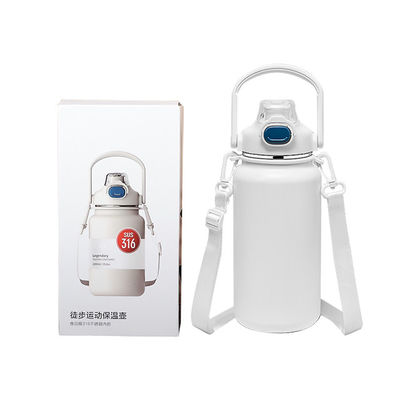 Tazza da viaggio all'aria aperta bottiglia d'acqua isolata 1600ml Tazza da caffè a vuoto in acciaio inossidabile con manico