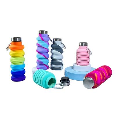 Stile di design contemporaneo 500ml BPA Free Flascia di acqua di silicone pieghevole per sport all'aperto