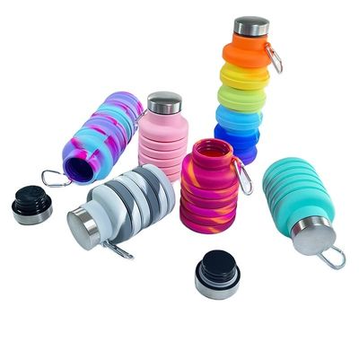 Stile di design contemporaneo 500ml BPA Free Flascia di acqua di silicone pieghevole per sport all'aperto