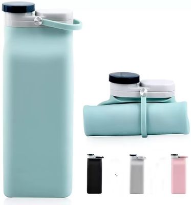 Bottiglia d'acqua in silicone pieghevole personalizzata da 400 ml/600 ml, indispensabile per i viaggiatori alla moda