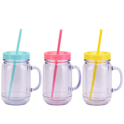 Coppa da bere in plastica unisex con maniglia e tappeto di paglia Capacità 501-600ml Disegno portatile