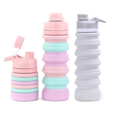 Logo personalizzato Bottiglia d'acqua pieghevole 750ml Silicone senza BPA per bambini Scuola e sport