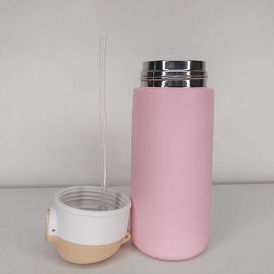 Bottiglia d'acqua in acciaio inossidabile da 16 oz con paglia impermeabile e isolante per bambini attivi