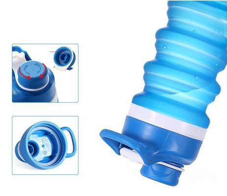 Logo personalizzato Bottiglia d'acqua pieghevole 750ml Silicone senza BPA per bambini Scuola e sport