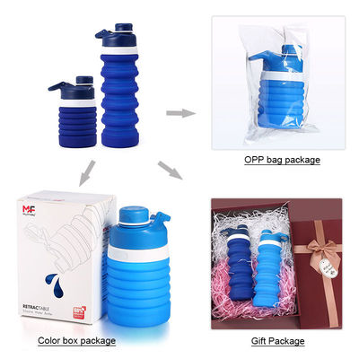 Logo personalizzato Bottiglia d'acqua pieghevole 750ml Silicone senza BPA per bambini Scuola e sport