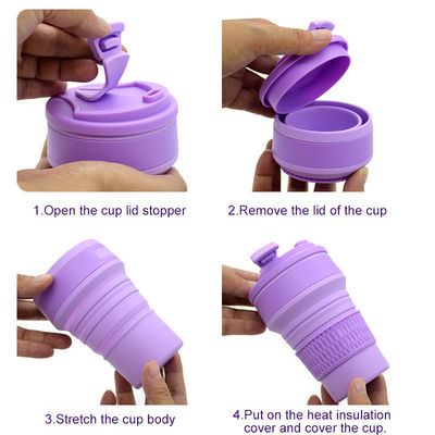 Logo personalizzato Acceptabile Tazza da viaggio in silicone Ideale per viaggi e attività all'aria aperta