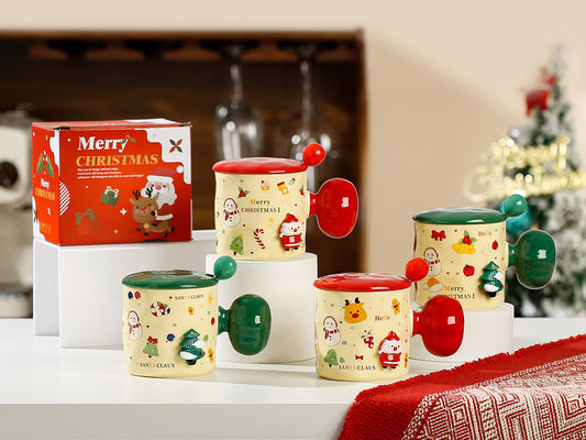 High Beauty 3D Christmas Mug Gift Cover Con Cucchiaio Sublimazione Stile Disegno Personalizzato
