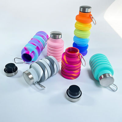 Bottiglia per sport all'aria aperta Bottelle d'acqua di silicone colorate e ricaricabili con logo personalizzato