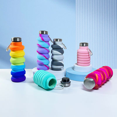 Bottiglia per sport all'aria aperta Bottelle d'acqua di silicone colorate e ricaricabili con logo personalizzato
