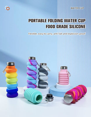 Bottiglia per sport all'aria aperta Bottelle d'acqua di silicone colorate e ricaricabili con logo personalizzato