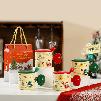 Tazza di ceramica su misura sublimazione Reutilizzabile 3D Tazza di Natale Regalo con coperchio e cucchiaio