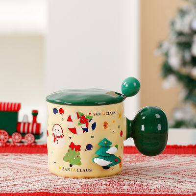 Tazza di ceramica su misura sublimazione Reutilizzabile 3D Tazza di Natale Regalo con coperchio e cucchiaio