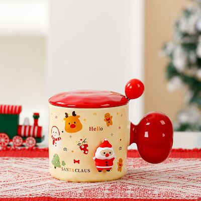 Tazza di ceramica su misura sublimazione Reutilizzabile 3D Tazza di Natale Regalo con coperchio e cucchiaio