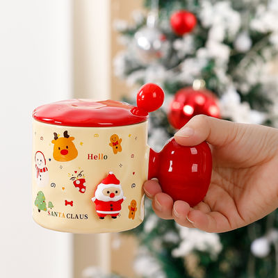 Tazza di ceramica su misura sublimazione Reutilizzabile 3D Tazza di Natale Regalo con coperchio e cucchiaio