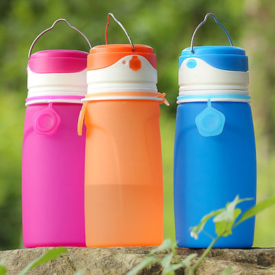 550ml Bpa Libero Chiaro Sublimazione Collapsible Gym Sport Bambini Bottiglia d'acqua di silicone con luce a led per adulti